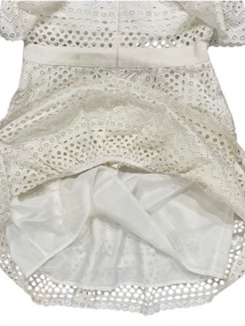 SELF PORTRAIT Off White Lace Cotton Mini Dress Small - Picture 10 of 13